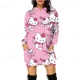 thumbnail image 2 of Sudadera de gran tamaño para mujer, con estampado de HELLO KITTY, cuello redondo, manga larga, jerséis de dibujos animados, ropa informal para mujer, otoño y primavera, ajustada, 2 of 5