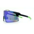 thumbnail image 6 of Mens Color Mirror Oversized Shield Sport MTB Style Plastic Sunglasses Black Green - Green Mirror, 6 of 8
