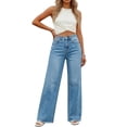 thumbnail image 6 of Karymi Sweatpants Women High Waist Wide Leg Jeans, Casual Washed Straight Leg Denim Pants with Raw Hem, Loose Fit Floor-Length Trousers with Pockets Running Shorts for Women, 6 of 8