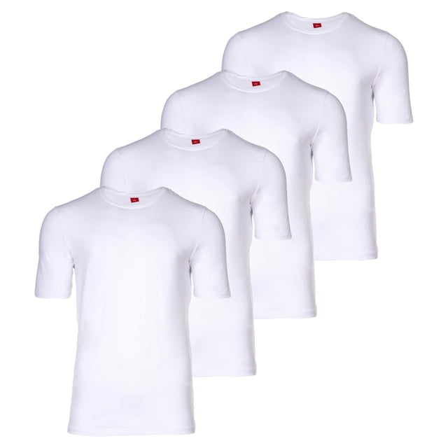 s.Oliver Camiseta para hombre, 4-Pack - Básica, Cuello redondo, Liso Blanco S (Small)