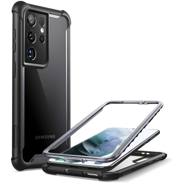 WEI Ares Series Designed for Galaxy S21 Ultra 5G Case (2021 Release), Rugged Clear Bumper Case Without Screen Protector (Black)