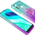 thumbnail image 4 of Compatible for Moto G Fast Case Liquid Floating Quicksand with Diamond Ring Stand for Magnetic Car Mount and Lanyard - Purple on Teal, 4 of 5