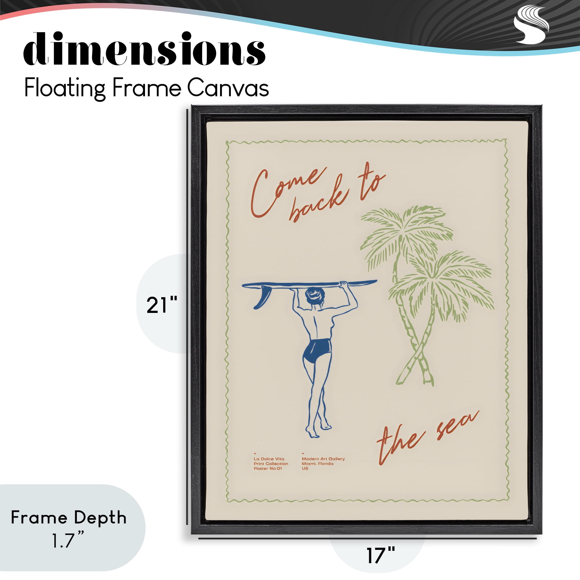 Stupell Industries Come Back To The Sea Black Framed Floater Canvas Wall Art, design by The Prints Vibe