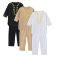 thumbnail image 3 of QUDDERR Baby Toddler Kids Boys Girls Embroidery Crewneck Buttons Long Robe + Trousers Spring Fall Outfit Size 1-7T, 3 of 9