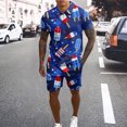thumbnail image 1 of Vedolay Short Set For Men Casual Summer Men's Hawaiian Sets Short Sleeve Beach Flower Shirts and Shorts Outfits,Blue XL, 1 of 2
