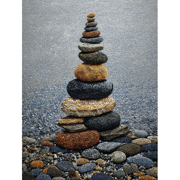 QISVANSET Stacked Stone Canvas Wall Art Print 15.75x11.81 Inches