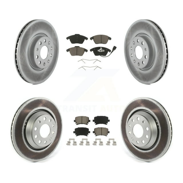 Transit Auto Front Rear Coated Disc Brake Rotors and Ceramic Pads Kit for Car 2009-2010 Volkswagen Passat CC with 312mm Diameter Rotor KGC-101223