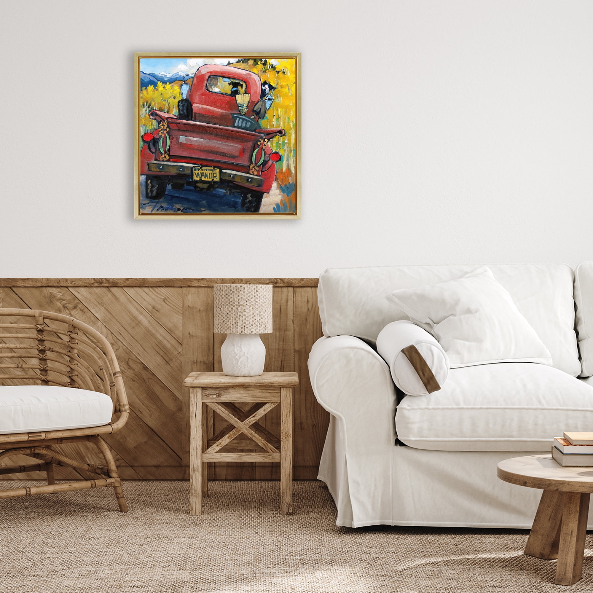 Stupell Industries Wander Truck Through Wheat Grass Gold Framed Floater Canvas Wall Art, design by CR Townsend