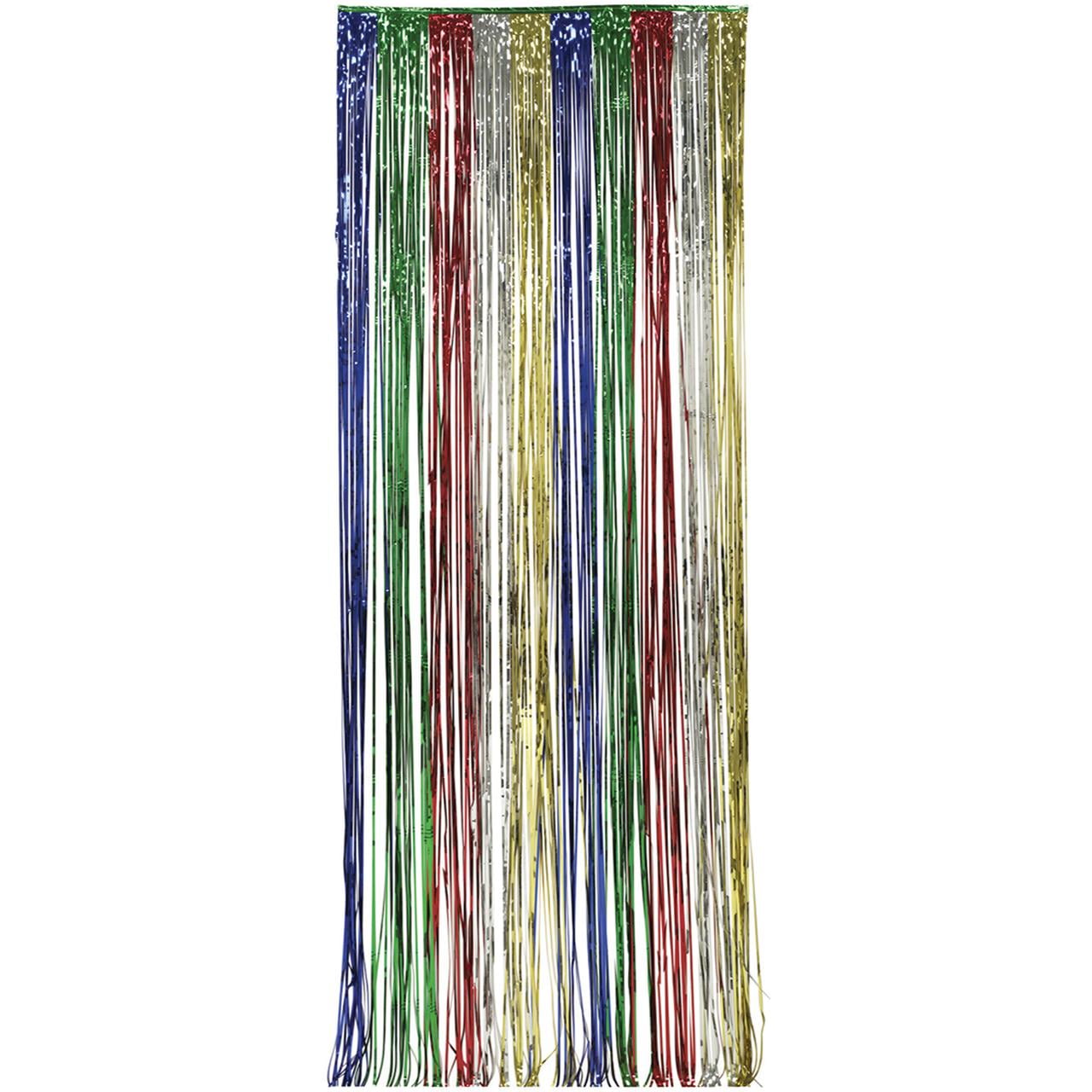 Way to Celebrate Multicolor Foil Fringe Door Curtain Hanging Decoration 8ft x 3ft