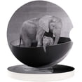 thumbnail image 1 of FMSHPON Retro Elephant Mom and Baby in The Bathtub Set of 6 Car Coaster for Drinks, Absorbent Ceramic Stone Coasters Cup Mat with Cork Base for Home Kitchen Room Coffee Table Bar Decor, 1 of 5