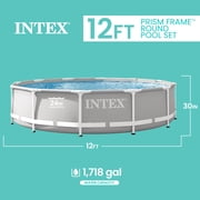 Intex 12ft x 30in Prism Frame Above Ground Swimming Pool and Maintenance Kit