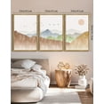 thumbnail image 3 of SHENIFY Large 24x36in3pcs Natural Framed Landscape Mountain Range Wall Art Set Watercolor Ink Wash Nature Scenry Sunrise Flying Bird Farmhouse Rustic Modern Art Decorative for Living Room Bedroom, 3 of 5