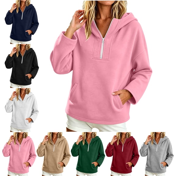 SYwaren Women's Casual Oversized Zip Up Hoodie Full Zip Long Sleeve Sweatshirt Tops