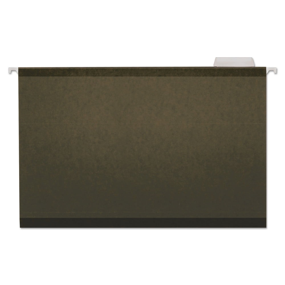 Universal UNV24215 1/5-Cut Tab, Deluxe Reinforced Recycled Hanging File Folders - Legal Size, Standard Green (25/Box)