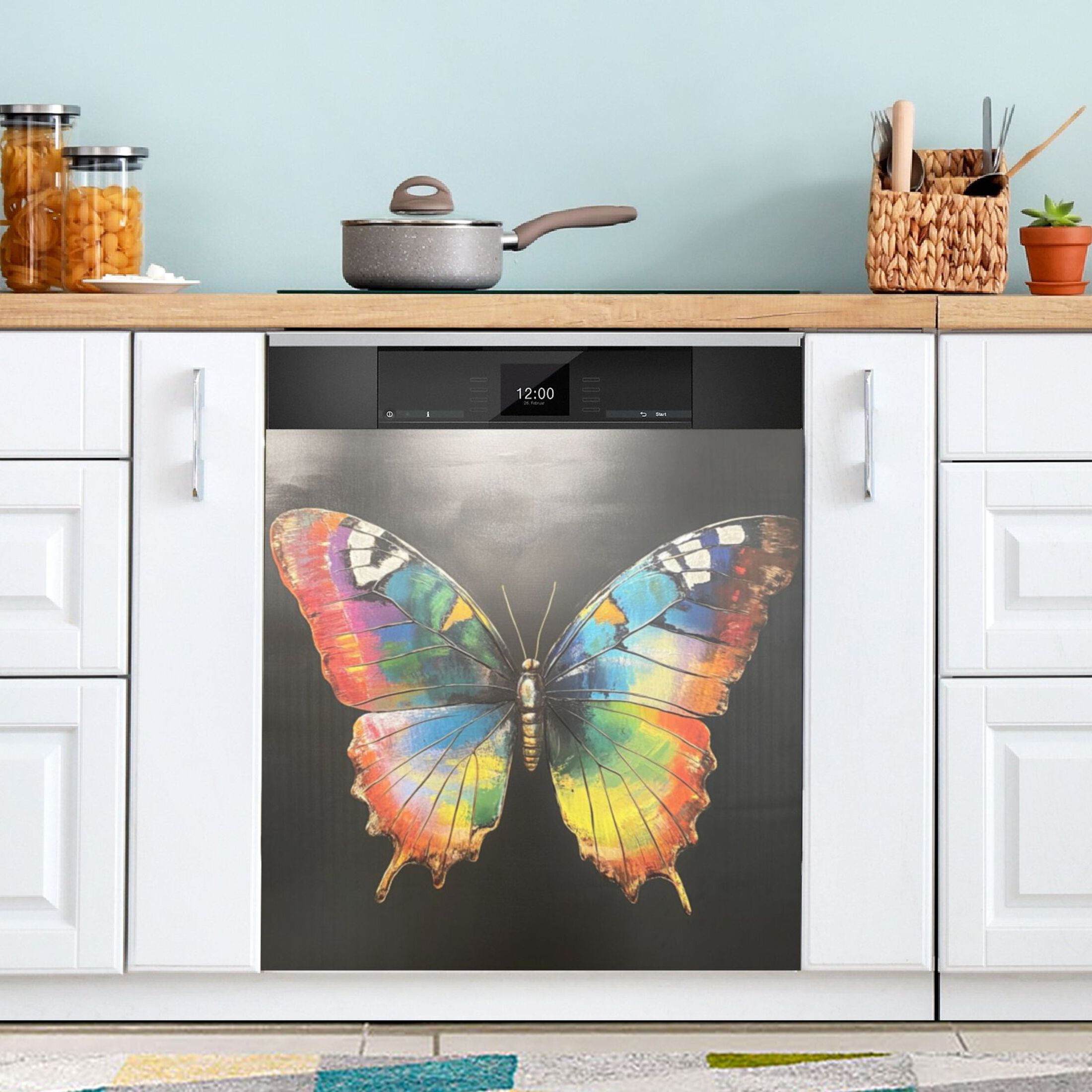 Dishwasher Magnetic Sticker 23x26 Inch Refrigerator Magnetic Sticker Washing Machine Magnetic Sticker Kitchen Panel Magnetic Sticker Home Decor Big Butterfly Picture