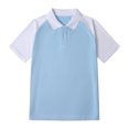 thumbnail image 4 of JCCXIN Teen Boys School Uniform Polo Shirt Short Sleeve Patchwork Golf Shirts Stretch Active Tops Button Closure Collared Summer Relaxed Casual Daily Clothes,Blue,7-8 Years, 4 of 9