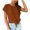 Brown, variant on Womens Short Sleeve Shirts Solid Color Loose Fit Tie Knot Front Tops Crewneck Casual T-shirts