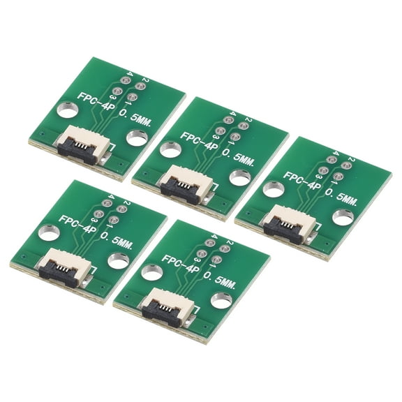 Uxcell FPC Converter Board 4P 0.5mm on Socket Side, Back 1.0mm, to DIP 2.54mm 5 Pack
