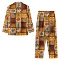 thumbnail image 4 of Renewold Fall Winter Button Pajamas Set for Thanksgiving Birthday Gifts Snug-Fit Women Home Athletic Clothing Size 4XL 2 PCS Turkey Pumpkins Long Sleeve Loungewear Tracksuit,Buffalo Grid, 4 of 6