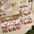 thumbnail image 6 of Merry Christmas Deer 4 Pieces Shower Curtain Set,Winter New Year Xmas Bells Tree Snowflakes Non-Slip Rugs Toilet Lid Cover Bath Mat and Bathroom Curtain, 6 of 8
