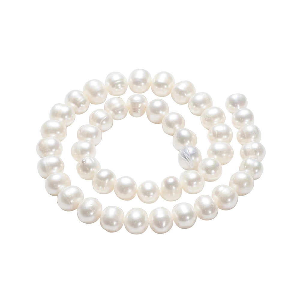 Natural Cultured Freshwater Pearl Beads Strands Round Beige 8.5~9mm Hole: 0.8mm about 45pcs/strand 14.96 inch(38cm)