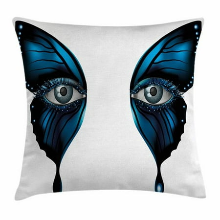 Ambesonne Eye Realistic Female Butterfly Square Pillow