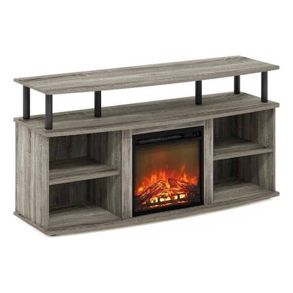 Pemberly Row Open Shelving Storage Fireplace French Oak Gray/Black