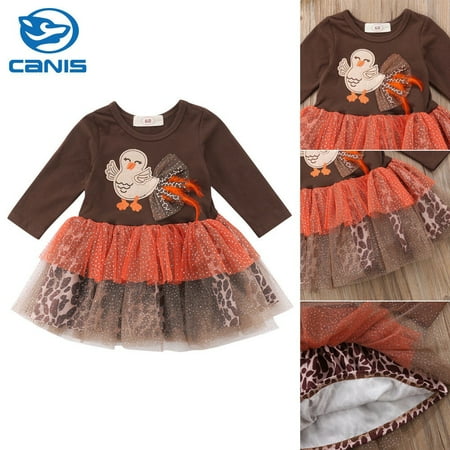 

Newborn Baby Girl Thanksgiving Clothes Turkey Leopard Tutu Dress Outfit Set