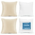 thumbnail image 1 of Nestl Plush 2 Pack Solid Decorative Microfiber Square Throw Pillow Cover with Throw Pillow Insert for Couch, Biege Cream, 20" x 20", 1 of 1