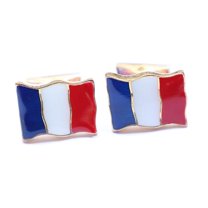 France Flag Blue White Red Enamel Sterling Silver Gold Cufflink