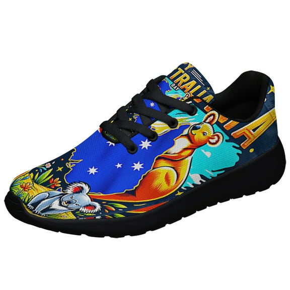 Happy AuStalia Day Kangaroo and Koala Shoes Sneakers Black Size 3.5