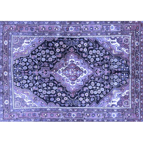 Ahgly Company Indoor Rectangle Medallion Blue Traditional Area Rugs, 6' x 9'