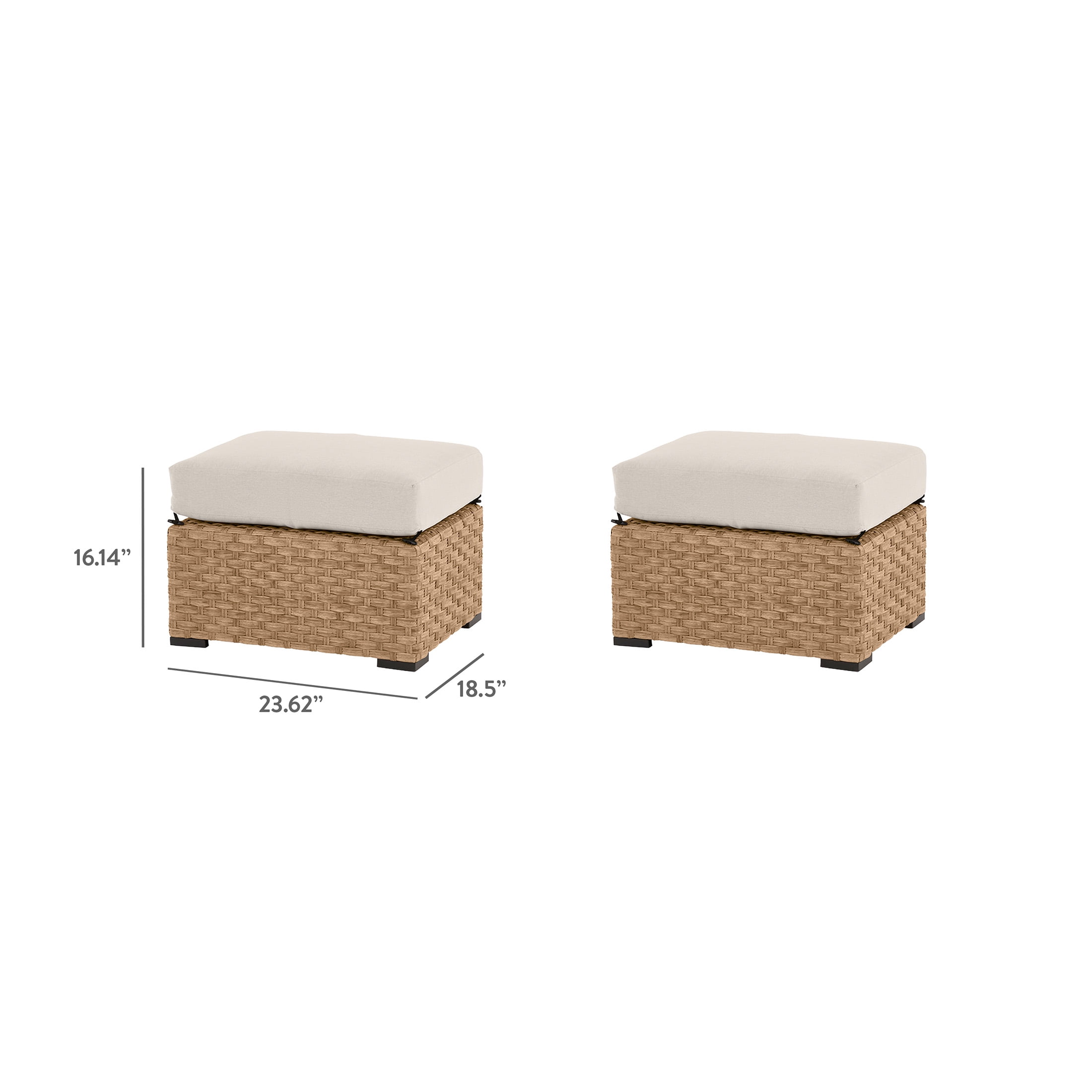 Better Homes & Gardens River Oaks All-Weather Wicker Outdoor Ottomans – 2 Pack, Natural