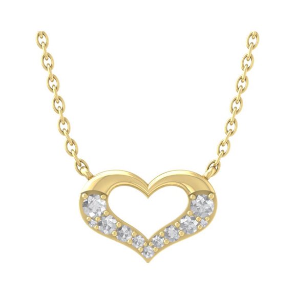 Araiya Fine Jewelry 14K Yellow Gold Round Diamond Heart Pendant with Gold Plated Silver Chain Necklace (1/3 cttw, I-J Color, I2-I3 Clarity), 18"