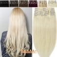 thumbnail image 2 of SEGO Red Clip in Hair Extensions Human Hair Full Head 100% Real Remy Thick Hair Extensions Silky Straight Balayage Blonde Hair Pieces, 2 of 7