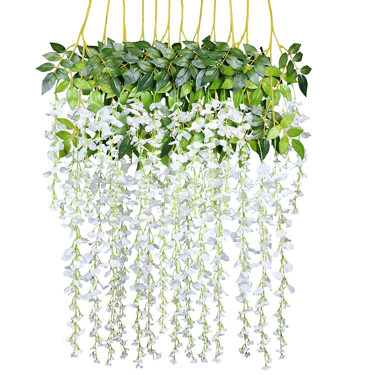 Coolmade 12 Pack 3.6 Feet/Piece Artificial Fake Wisteria Vine Ratta