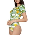 thumbnail image 2 of Daiia Lemon print Women's Crew Neck Short Sleeve Bodysuit Fashion Tops Fit Casual Basic Extender Bodysuit-Small, 2 of 9