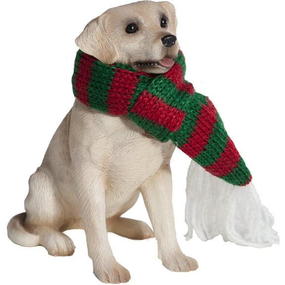 Labrador Retriever with Scarf Christmas Ornament - Yellow - One Size