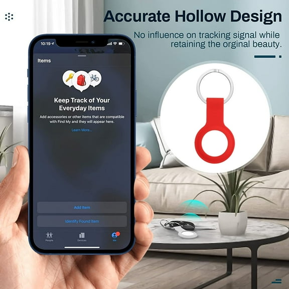 Protective Case Compatible with Apple AirTag Soft Silicone TPU Rubber Gel with Keychain Anti-Loss Anti-Scratch Skin Tracker Cover for Air Tag by Xpm - Red