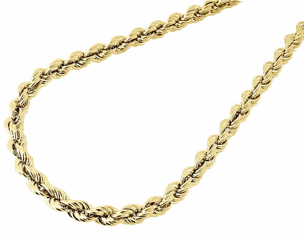 10K Yellow Gold Mens or Ladies Diamond Cut Rope Chain Necklace 5mm 16 Inches