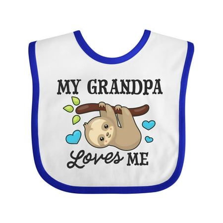 

Inktastic My Grandpa Loves Me with Sloth and Hearts Gift Baby Boy or Baby Girl Bib