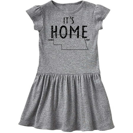 

Inktastic It s Home- State of Nebraska Outline Distressed Text Gift Toddler Girl Dress