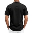 thumbnail image 5 of SAWOBUUN Men's Short Sleeve Button Down Shirt Plaid Casual Slim Fit Dress Shirt Summer Business Work Top with Chest Pocket, 5 of 9