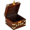 thumbnail image 3 of Ajuny Unique Handmade Premium Wooden Brown Piggy Bank Safe Money Box Perfect for Home Décor & Memorable Gifting for Child & Adults 4x4x3 inch, 3 of 7