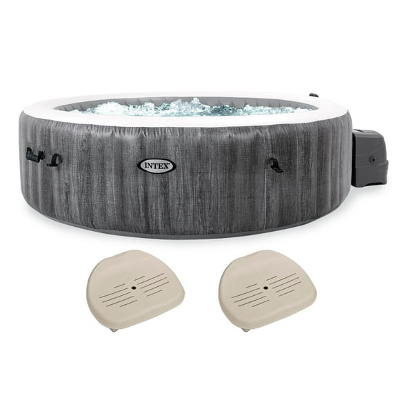 Intex PureSpa Plus Inflatable Bubble Jet Hot Tub & Non-Slip Seats, (2 Pack)