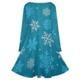 thumbnail image 5 of Christmas Snowflakes Blue Long Sleeve Dresses For Women Vintage Elegant Party Dress Oversized V-neck Dress S-8XL, 5 of 7