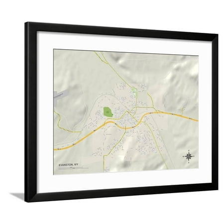 Political Map of Evanston, WY Framed Print Wall (Best Delivery In Evanston)