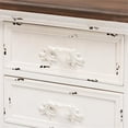 thumbnail image 6 of Baxton Studio Levron Classic and Traditional Walnut Brown and Antique White Finished Wood 3-Drawer End Table, 6 of 10