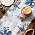 thumbnail image 3 of Blue Octopus Coastal Table Runner 48 Inches, Beach Starfish Nautical Coral Retro Bed Runner Dresser Scarves Tabletop for Indoor Outdoor Parties/Ceremony/Banquet, 13" x 48", 3 of 9