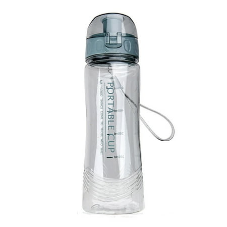 

Water Bottle 520ML Plastic Drinking Cup Outdoor Drop-Proof Kettle Tumbler Adult Hiking Camping Cycling Gym School Club Gray